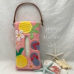 壁掛けＢＯＸティッシュカバー☆パイン＆ビーサン☆ハワイアンキルト⑮