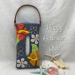 南国の壁掛けＢＯＸティッシュカバー☆ハイビスカス・プルメリア☆ハワイアンキルト㉓