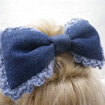 №55　ハンドメイド大きめりぼんヘアゴム　綿麻糸