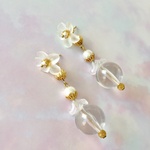 【お試し価格】2way earrings white flowers
