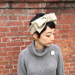 大人のリボン ベージュウールヘアバンド