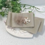【送料込み】langue de chat ❇ bijou&fur (khaki green) バレッタ  