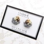 Volume Frill♡グレー×アンティークカラー♡大人可愛いビジューピアスorイヤリング