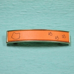 バレッタ　ねこ柄　長方形　本革　カラフルカラー