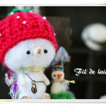 苺帽子の白くまちゃん♪ハート形南京錠チャーム