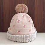 ⑥お花バード柄ポンポンニット帽☆大人サイズ☆bichette