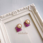 パールとパープルの綺麗なピアス イヤリング