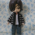 ボーダーカーディガンセット(黒×グレー) オビツ１１服