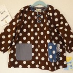 march★長袖・スモック・遊び着★チョコブラウン★水玉★110
