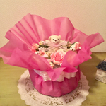 おむつケーキアレンジフラワータイプ dark pink