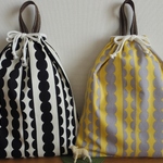[再販･受注製作] お着替え袋 (35×30) ☆ もくもくストライプ