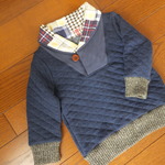 チェック柄ショールカラープルオーバー　90サイズ