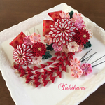 つまみ細工髪飾り『花園』