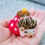 おチビ♡ お昼寝ハリネズミ　羊毛フェルト♪
