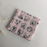 ２５センチ角ハンカチ  犬の顔　ピンク