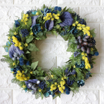 <ご予約中>*再販*ネイビー＆ミモザの春リース Navy＆Mimosa　Spring Wreath 40