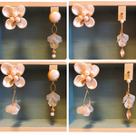 リニューアル！5way！大ぶり四つ葉の花びらチタンピアス3点セット