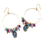 ビジューのリングピアス◇ブルー