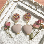 ドライフラワーハートflowerピアス＊イヤリング