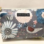 北欧調　花と鳥　ラミネートポーチ　グレー