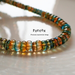 mix green*yellow ロンデル型 チェコビーズ 30個