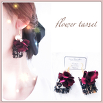 ツイードピアス♡フラワータッセルピアス   ♡イヤリング