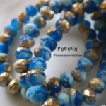 blue mix *gold ボタンカット チェコビーズ 10個
