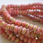 5*3mm coral pink *gold ミニボタンカット チェコビーズ 20個