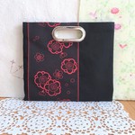 2way★シックな中にも赤い花がかっこいいクラッチ&スクエアバッグ/帯リメイク♪