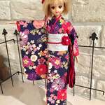 簡単着付け 振袖セット 紺色花柄