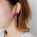 【2点のみ】【noel.40】 フランスヴィンテージボタン×ヴィンテージパール ピアス・イヤリング
