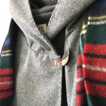 new:送料無料:限定1点:総裏地フーデットコート:カシミヤwool混ウール素材グレー