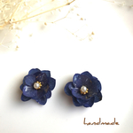 送料無料 ネイビー紫陽花ピアス♡イヤリング