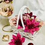 感謝プライス🎁ピンクのプリンセチアとラナンキュラスのバスケット