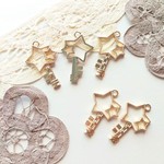 再販１✩３個入　双子星/空枠付き鍵チャーム　色彩屋吉宗