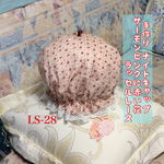 サーモンピンクに赤い花ナイトキャップ 送料無料   LS-28