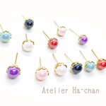 ＊ツヤ感パールとゴールドフレーム＊ピアス/イヤリング お正月 ギフトにも♪