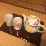 人気  ダリア 花柄 湯飲み 急須セットポーセラーツ ティーポット