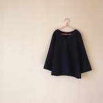 SALE!!丸襟ブラウス＊コットンフランネル＊ネイビー＊八分袖
