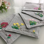 🌿手刺繍コースター・ハーブ５点セット（うす緑色part2）