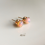 ≪14kgf≫vintageピンクファイアオパール 一粒ピアス
