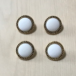 ●15㎜● ANTIQUE GOLD MATTE WHITE BUTTON CABOCHONS PARTS
