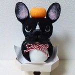 フレンチブルドッグ  羊毛フェルト  鏡もち(A)