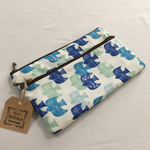 ポーチ タイプ  通帳ケース 北欧 パステル調  青い鳥 マルチケース