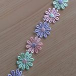 2m×幅2.5cm マーガレット 花 ケミカルレース 黄緑・ピンク・紫mix