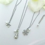 ～ winter ～  冬模様 <柊(hiiragi)、雪だるま、雪の結晶> シルバーパーツネックレス(3種類)