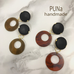 2color♡マットカボション×アクリルフープ ピアス／イヤリング