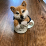 柴犬(茶)「お顔はブローチ、カップに入ってインテリア」