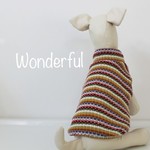 犬服　ボーダーハイネックニット　レッド系　タンクトップ袖