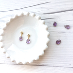 ドロップピアス　/イヤリング　宝石質ローズアメジスト